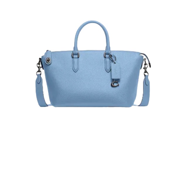 COACH Cara Soft Pebble Leather Crossbody Satchel/blue/Pool/nwt - Picture 1 of 5
